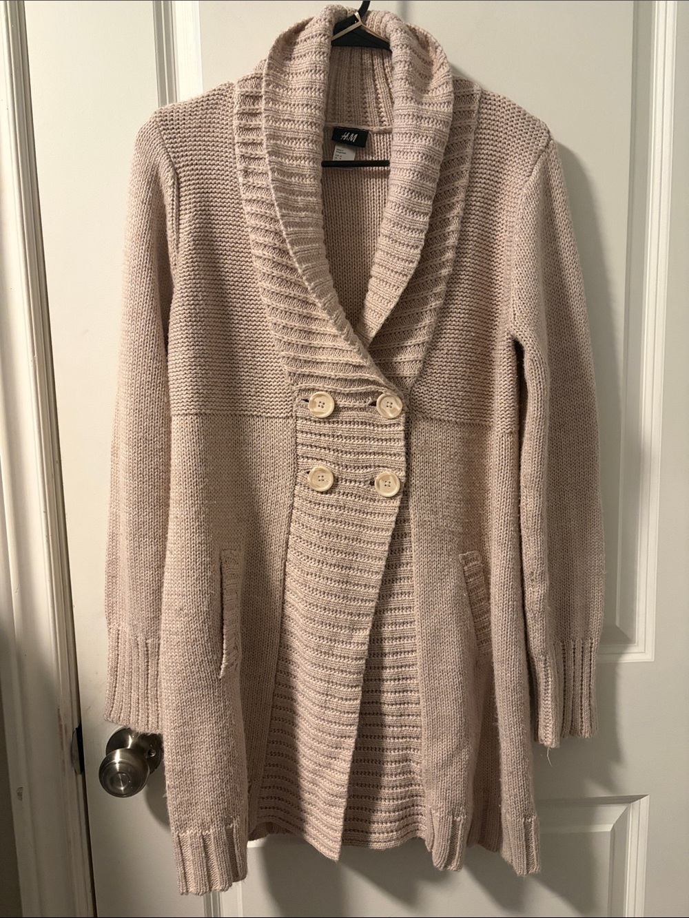 H&M Women's Double-Breasted Shawl Collar Cardigan - Beige